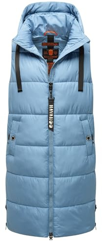 Navahoo Damen ärmellose lange Outdoorweste warme Winterjacke Schnuffelchen Powder Blue Gr. XS