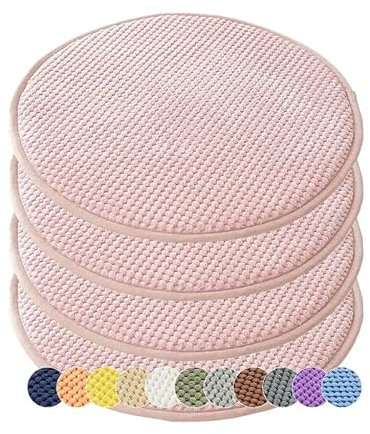 OIJKLA Elegantes Sitzkissen, Baumwolle, maschinenwaschbar, Cord, rundes Stuhlkissen, Polsterkissen, Stuhlunterlage, rutschfestes Sitzkissen für Zuhause, Garten, Büro (Rosa, 40 x 40 cm (4er)