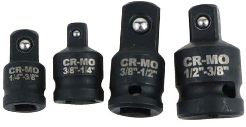 Set di 4 adattatori per bussola, set di adattatori, avvitatore a percussione per cricchetto da 1/4 su 3/8, 3/8 su 1/4, 3/8 su 1/2, 1/2 su 3/8 per chiavi a bussola