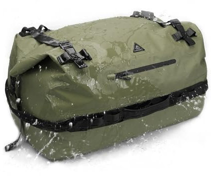 Haimont wasserdichter Rucksack, vielseitig wasserdicht Tasche, Dry Bag komfortabel, RollTop, Strand, Boot, Kanu, Paddel, Kajak, Camping, Angeln, Motorrad, 90L/Armeegrün
