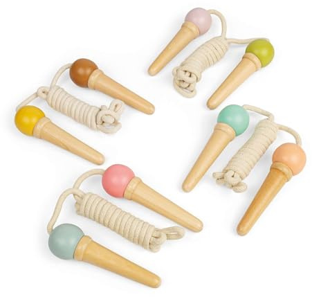 Bigjigs Toys Ice Cream Skipping Ropes, 2 Piece Wooden Skipping Rope Set