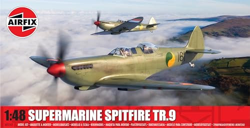 Airfix A05143 Supermarine Spitfire Tr.9 Model Building Kit - Plastic Plane Kits for Adults & Children 8+, Set Includes Sprues & Decals 1:48 Scale