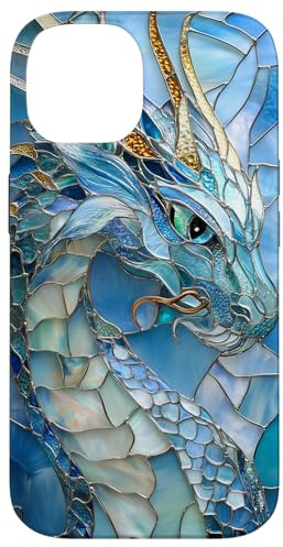 Dragon Light Blue Stained Water Fantasy Creature Case for iPhone 14
