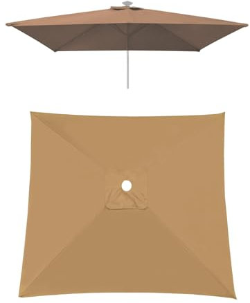 3x3m 2x3m 2x2m Déporté Carré Dessus De Parapluie De Remplacement En Polyester, 4/6/8 Baleines, Grand Rectangulaire Housse Toile De Parasol Déporté Rechange, Imperméable Protection UV 30+(Khaki,3X3m)
