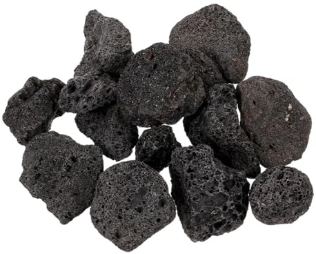 Lavastein Dekor für Aquarium und Garten, 150g Schwarze Natursteine | Poröse Oberfläche, 3,5x3,5x2,5cm Stücke, für Vase, Beete, Wege und Aquascaping