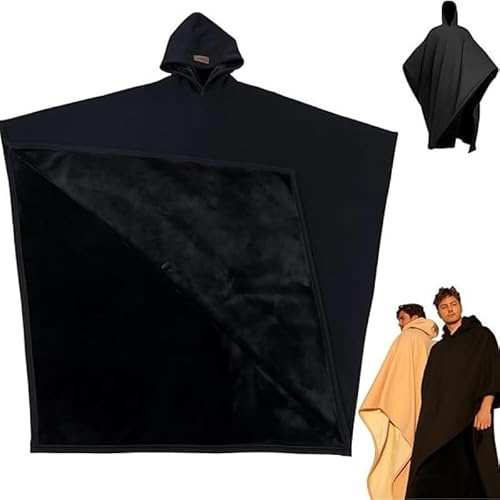 Generisch Arcane Kapuzenpullover, Decken-Cape, Beruhigender Cape-Hoodie, Übergroßer Langarm-Sweatshirt, Unisex, Schwarz, 2025