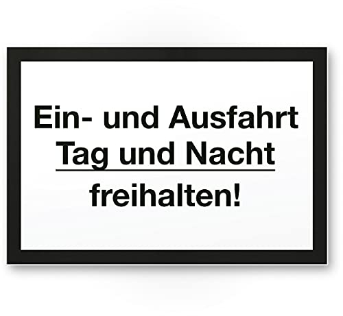 Komma Security Ein- und Ausfahrt Tag- und Nacht Freihalten Schild 30 x 20 cm Hinweisschild Einfahrt - auch gegenüber Parken verboten - Parkverbot Halteverbot