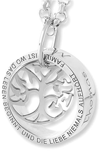 Namenskette Schmuck Gravur Familienkette mit Wunschgravur 925 Silber Lebensbaum Kette mit Namen | HANDMADE IN GERMANY