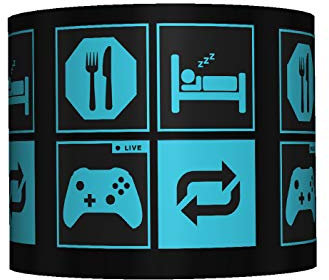 EAT Sleep Game Repeat - Blue Ceiling LAMPSHADE - 10 Drum - Boys Bedroom LAMP Shade