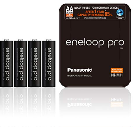 Panasonic eneloop Pro AA Rechargeable Ready-To-Use Ni-MH Batteries, Pack of 4.(BK-3HCDE/4LE)