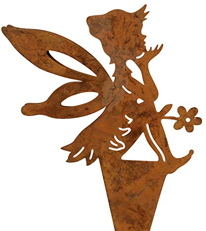 ETC dekorativer Deko-Stecker Garten-Stecker Pick Elfe Fee Blumenkind Metall edelrost