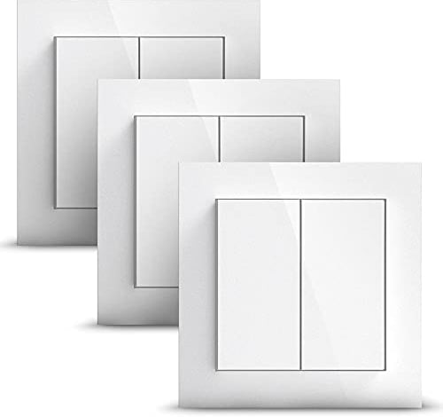 GIRA + Senic Friends of Hue Smart Switch | Kabelloser Homekit Lichtschalter & Dimmer | Kompatibel mit Philips Hue & Tado | Keine Batterien, kein Aufladen | Made in Germany | 3x Weiß