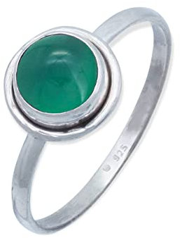 mantraroma Damen Ring Silber mit Stein grünen Onyx Edelstein grün schlicht modern