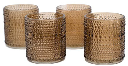 Creativery Teelichtgläser 7x8 cm 4 Stück Teelichthalter Glas Farbauswahl: braun 870