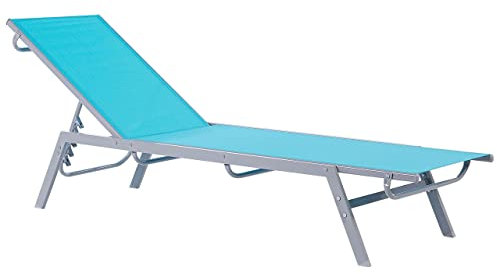 Beliani Gartenliege Sonnenliege 6-stufig Strandliege Liege Verstellbar Mesh Blau Noli