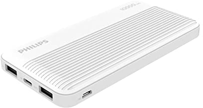 PHILIPS DLP7719N/00 - Power Bank mit 2 USB Eingang und USB-C Eingang - LED Indicator - 10000 mAh - Weiß