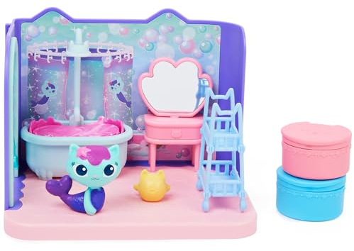 Cuffie In“Gabby's Dollhouse, Primp and Pamper Badezimmer mit Mercat Figur, 3 Zubehörteile, 3 Möbel und 2 Lieferungen, Kinderspielzeug ab 3