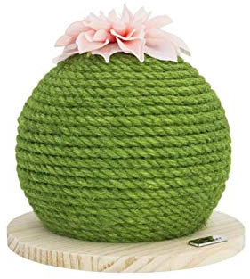 RUIXFLR Cactus con Tablero Rascador De Gato De Flores, Juguetes Interactivos De Gato con Bola De Cuerda De Sisal, Tablero Rascador De Gato, 24 Cm, Green