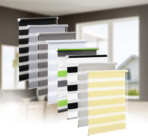 Eurohome Doppelrollo Klemmfix ohne Bohren, Duo Rollo,80cm x 150cm (Stoffbreite 76 cm) Beige Transparentes und undurchsichtiges Sichtschutz Rollo mit Klemmträgern für Fenster und Türen
