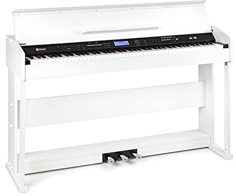 Schubert Piano Digitale - 88 Tasti, 360 Timbri, 160 Ritmi, 80 Brani Demo, Funzione a Due Voci, Metronomo Integrato, Molti Effetti Attivabili, Schermo LCD, Collegamento con Smartphone, Bianco