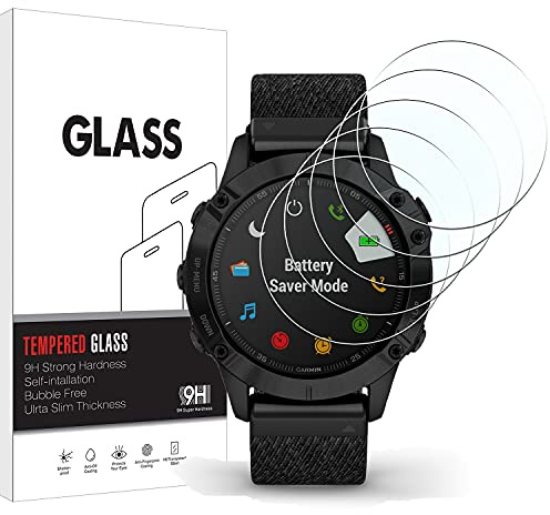 KELOLIN [5 Stück für Garmin Fenix 6/6 Pro / 6 Sapphire / 6 Solar Panzer Schutz Glas Bildschirm Schutzfolie, 9H Härte,Kratzfest, Blendfrei, HD Displayschutzfolie kompatibel mit Garmin Fenix 6/6 Pro