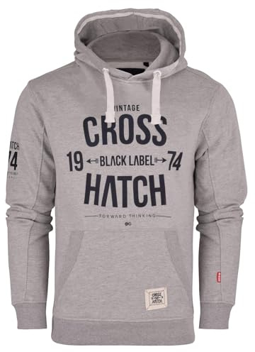 Crosshatch Men's Designer Fleece Pullover Hoodie Overhead Sweatshirt Grey