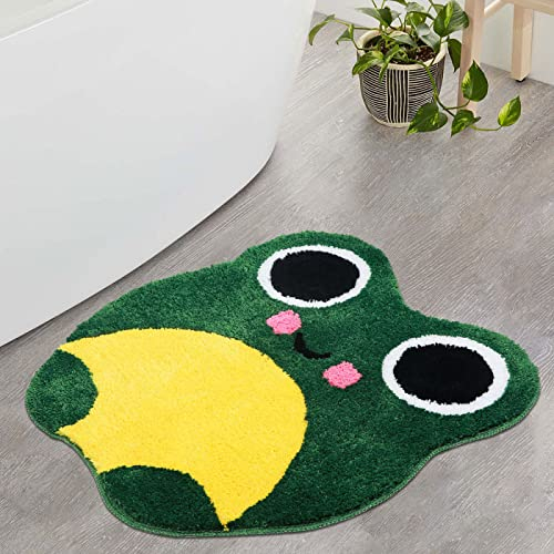 ZZDXL Badezimmerteppich Frosch Badematte rutschfest,Weiche Badteppich,Badvorleger Duschvorleger,Teppich Badezimmer Waschbar,Bad Teppich Flauschig40×60cm