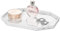 Shinowa Bandeja Decorativa de Resina, Plato Organizador Octagonal Antideslizante Grande Organización de Cuarto de Baño Tocador Cocina para Joyería Ducha Cosmética Jabón Toalla Champú, Mármol Blanco