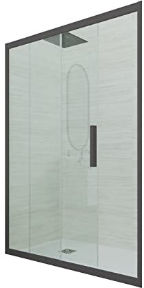 Porta doccia scorrevole 170 CM H 200 Vetro Trasparente Profilo Bianco Matt mod. Deco