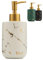 JJ Prime - Dispensador Jabon Baño 400ML | Jabonera Baño Dosificador Cerámica | Aspecto Mármol Dispensador Jabon Cocina - Bote Gel Recargable Dispensador Gel Y Champu Ducha, Soap Dispenser (Blanco)