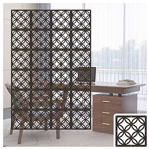 PFCDZDU Hängende Raumtrenner, Büro Wasserdicht Holz-Kunststoff-Trennwände Bildschirm, Ausgehöhltes Design Dekoration DIY Panel Für Arbeitszimmer Hotel Empfangsraum Farbe : Black-29cm, Größe : 1pcs