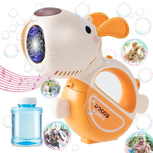 LKFDTW Gazillion 913DY Tragbare Seifenblasenmaschine für Kinder, Gazillion Seifenblasenmaschine mit Licht Musik Seifenblasenlösung, Baby-Badeblasen-Maschinenpistole für drinnen und draußen, Hochzeit,