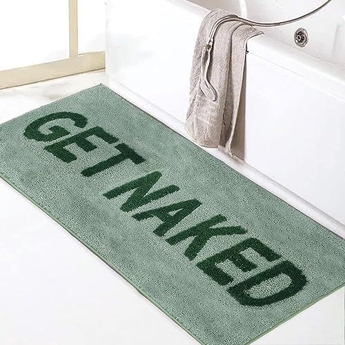 Zeeinx Get Naked Badematte, niedlicher Badezimmerteppich, rutschfeste Mikrofaser, lustige Badezimmer-Dekoration, maschinenwaschbar, salbeigrün, Badematte für Badewanne und Dusche, 45,7 x 119,4 cm