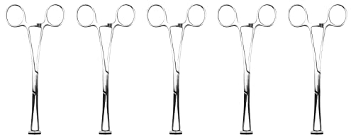 LLKOZN Lot de 5 pinces à épiler pour septum - En acier inoxydable - Outil de perçage du corps - Outil professionnel de ponction pour sourcils