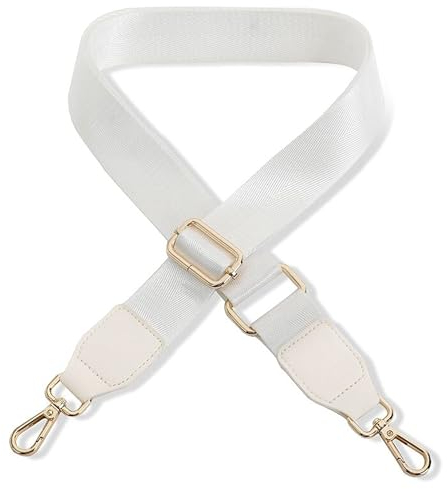 Schultergurt für Handtasche Laptoptasche - Weiß [Metallfarbe: Gold] - Länge verstellbar 89-142 cm - Breite 3,8 cm - Ersatz Gurt Band Schulterriemen Strap Umhängegurt für Laptoptasche
