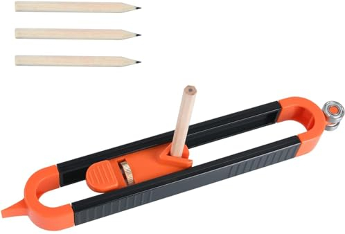 SSKHE 1 PCS Scribing Tool with 3 Pencils,Adjustable Profile Gauge,Multi Functional and Easy-to-use Marking Tool,Profile Marking Tool,Adjustable Contour Gauge for Floor, Carpet, Tile Laying