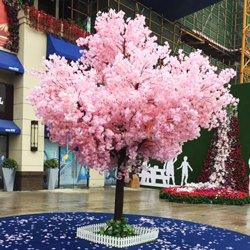 Qiang Kunstpflanze Kirschblütenbaum Kirschbaum Künstlich Pflanze Kunstbaum Kirschblüte Zimmerpflanze,Für Büro Hochzeit Party Valentinstag Drinnen Und Draußen,Round-1x0.8m/3.2x2.6ft