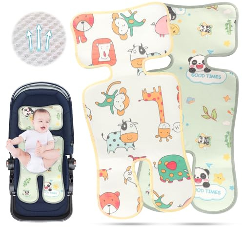 LUFEIS Atmungsaktive Sommer Sitzeinlage, 2 PCS Baby Sitzauflage für Buggy, Baby Sitzauflage für Kinderwagen Sommer, Universal Sitzeinlage Kinderwagen Sommer für Buggy, Kindersitz, Babyschale (Panda)
