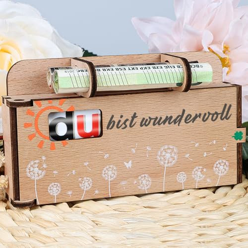 TUZELIYA Du bist wundervoll - Duplo Schokoriegel-Geschenkbox Deko - Wunscherfüller Geldgeschenk für Beste Freundin Frauen Männer - Dankeschön Geschenke - Geldgeschenk Geburtstag Holz - OHNE Duplo