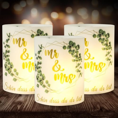 Tischdeko Hochzeit 12 Windlicht, Seutgjie Hochzeitsdeko Mr und Mrs Beautiful Wedding Just Married Wedding Decorations Windlichter für Teelichter oder Kerzen