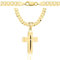 PRAGNA goldkette herren mit kreuz 585, Kette Herren 925/585 - kreuz kette herren gold 585 massiv - 5 mm, Kreuz Kette - Kreuzkette - Halskette Herren Panzerung (70 cm, ketten für herren gold 5 mm - 7)