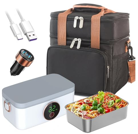 Lunch Box scaldavivande Ricaricabile e Senza Fili, Lunch Box riscaldato, Lunch Box Elettrico Portatile e Alimentato a Batteria da 16000 mAh per Adulti