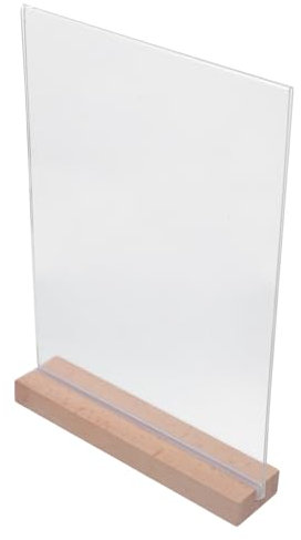 Operitacx Menühalterständer Acrylrahmen Holzsockel Größe A4 Geeignet Für Zuhause/büro/geschäft/restaurant