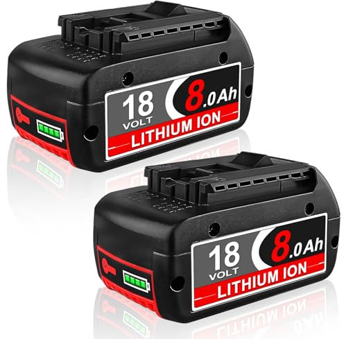 2 Stück 8.0Ah Ersatzakku für Bosch Akku 18V kompatibel mit BAT618 BAT618G BAT609 BAT609G BAT619 BAT619G BAT610G BAT610 BAT612 BAT622 für Bosch 18V Akku Ersatzteile 8000mAh