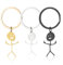 SGERUFZ 3 Pcs Porte Clé Rigolo Petit Bonhomme Langue des Signes, Cadeau Doigt d'Honneur, Porte Clé Voiture (Or Noir et Argent)