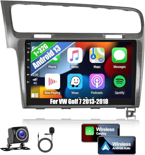 CAMECHO 1+32G Android 13 Autoradio für VW Golf 7 2013-2018, 10.1 Zoll Bildschirm Doppel Din Radio mit Navi Carplay/Android Auto HI-FI Bluetooth WiFi GPS SWC + AHD Rückfahrkamera