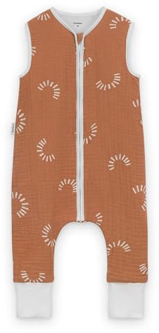 Ehrenkind® Baby Sommerschlafsack mit Füßen Musselin | aus weicher OEKO-TEX zertifizierter Bio-Baumwolle | Sommer Baby Schlafsack 1 TOG Gr. 70 Farbe Zimt Gemustert