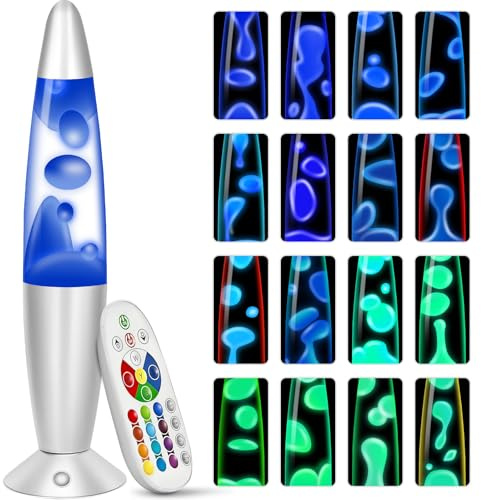 KIKILIVE lavalampe kinder farbwechsel lavalampen Erwachsene 17 farben Nachttischlampen LED Nachtlicht entspannende ideal für Schlafzimmer, Wohnzimmer, Home Decor