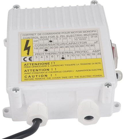 Boîte de Commande de Pompe avec Disjoncteur Thermique pour P Puits et Pompes Domestiques, 0,75 KW (750W Plug UE 220V)