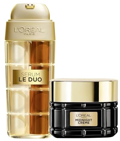 L'Oréal Paris Set: Age Perfect Serum Le Duo – Anti-Aging Pflege mit Kollagen-Booster für straffere, ebenmäßigere Haut, mit Vitamin B3 & CG, 30 ml und Midnight Augencreme – mit Antioxidantien-Komplex